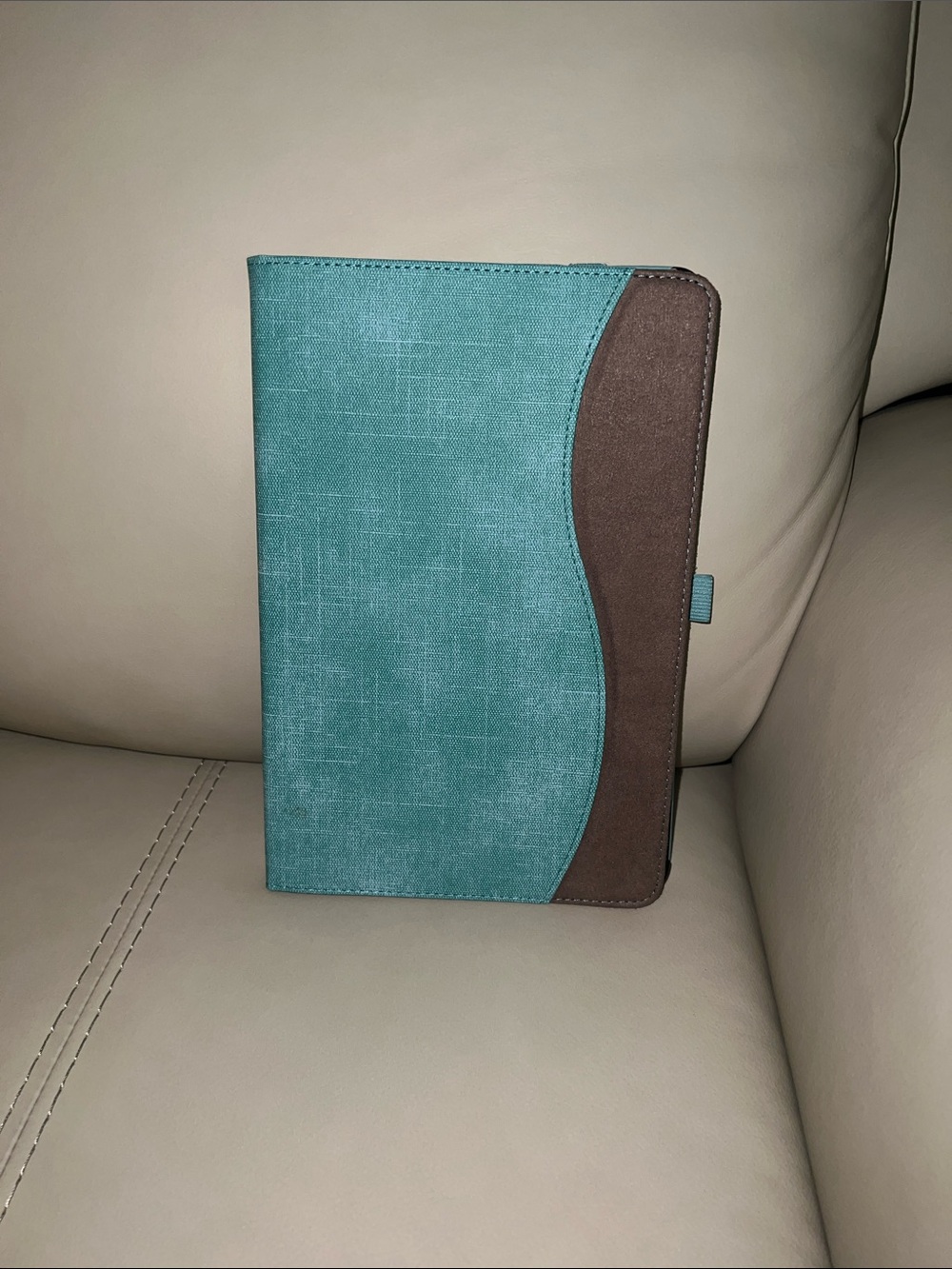 Teal and Brown Tablet Folio Case with Pen Loop